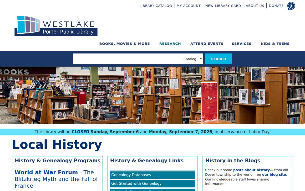 Westlake residents directory Westlake Porter Public Library local history