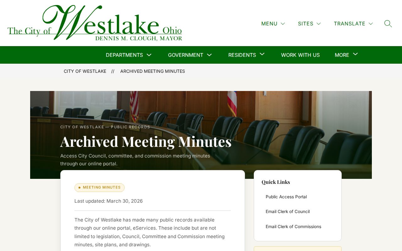 Westlake neighbors archived meeting records guidance